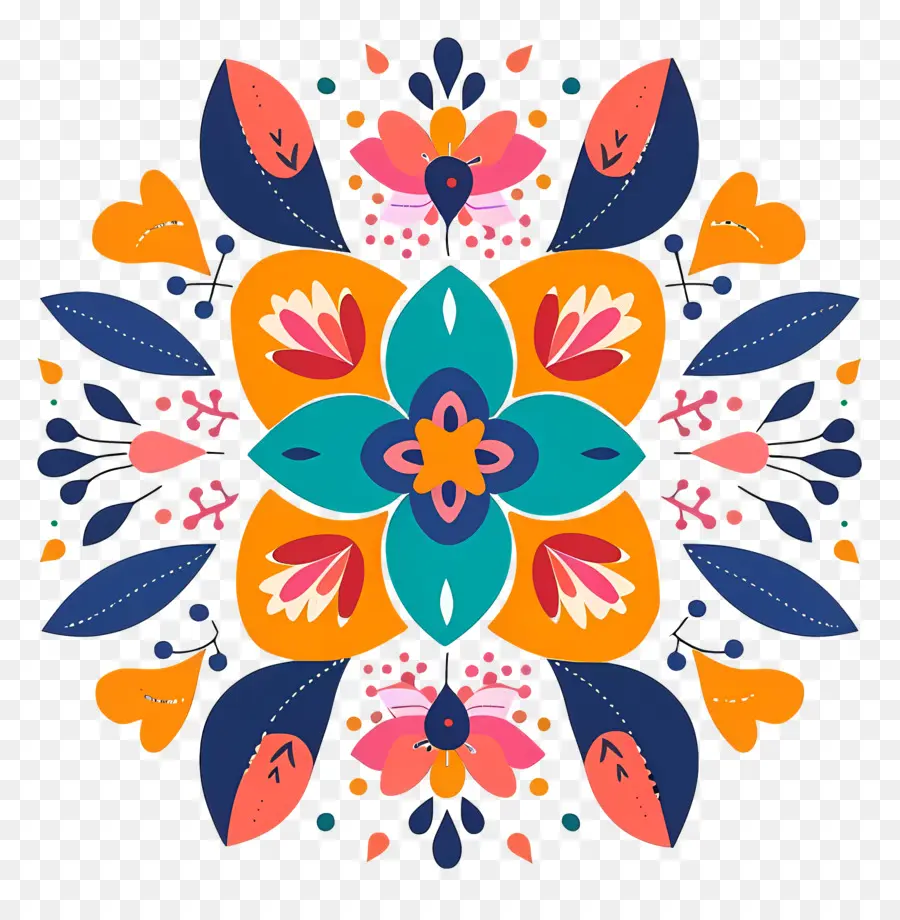 Rangoli Floral，Modèle De Fleur PNG