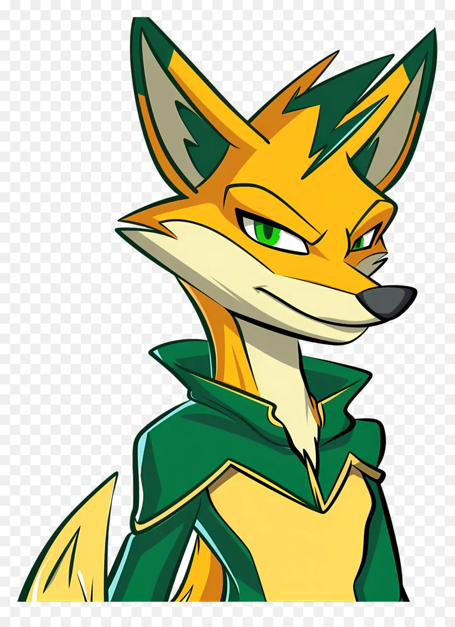 Dessin Animé De La Fox，Yeux Verts Brillants PNG