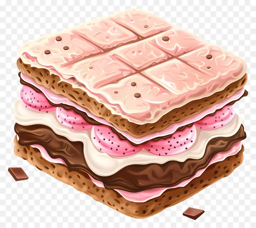 Sandwich à La Crème Glacée，Rose Un Gâteau Au Chocolat PNG