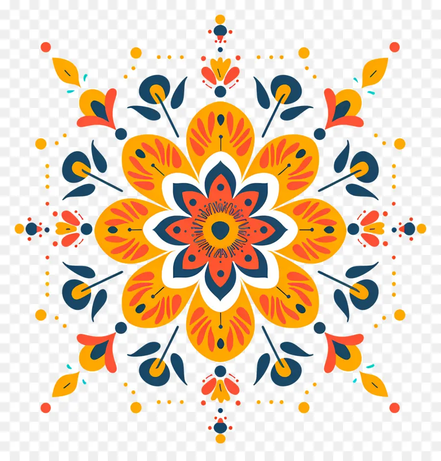 Rangoli Floral，Motif Floral PNG