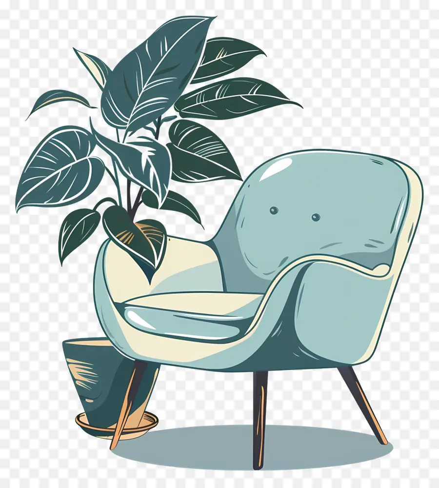 Fauteuil，Plante Verte PNG