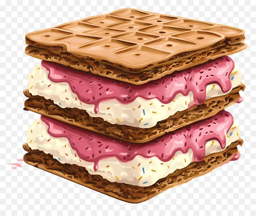 Sandwich à La Crème Glacée，Sandwich Gaufre PNG