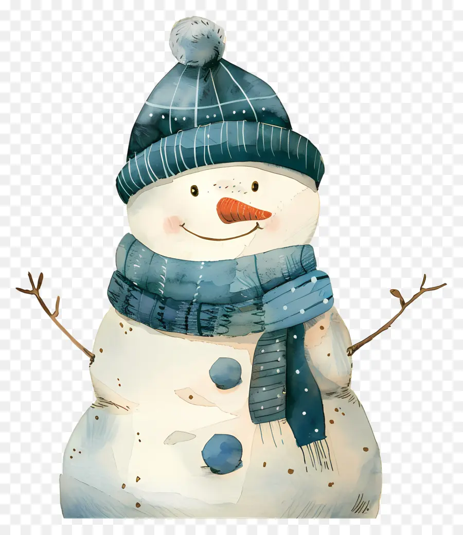 Bonhomme De Neige，Chapeau En Tricot Bleu PNG