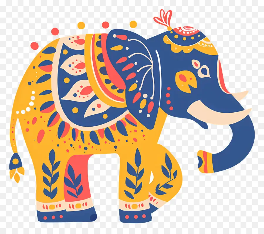 éléphant Décoré，Coloré éléphant PNG