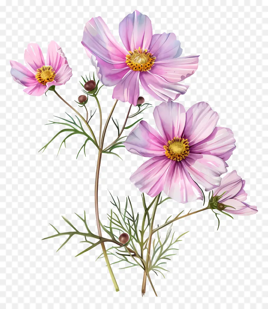 Cosmos Fleur，Fleurs Roses PNG