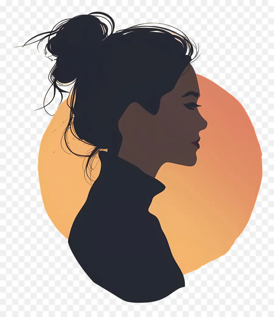 Femme Silhouette，Coiffure En Queue De Cheval PNG