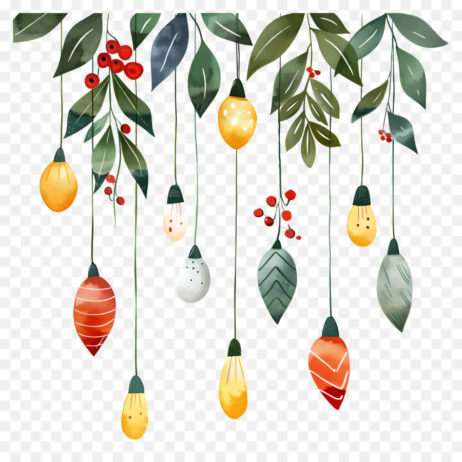 Les Lumières De Noël，Illustration Aquarelle PNG