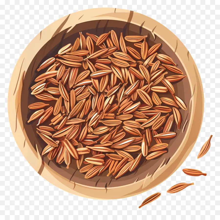 Graines De Cumin，Riz Brun PNG