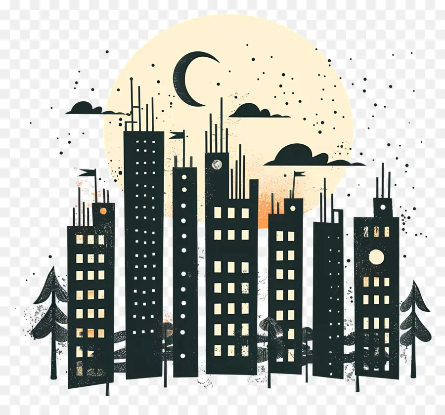 La Silhouette De La Ville，Paysage Urbain PNG