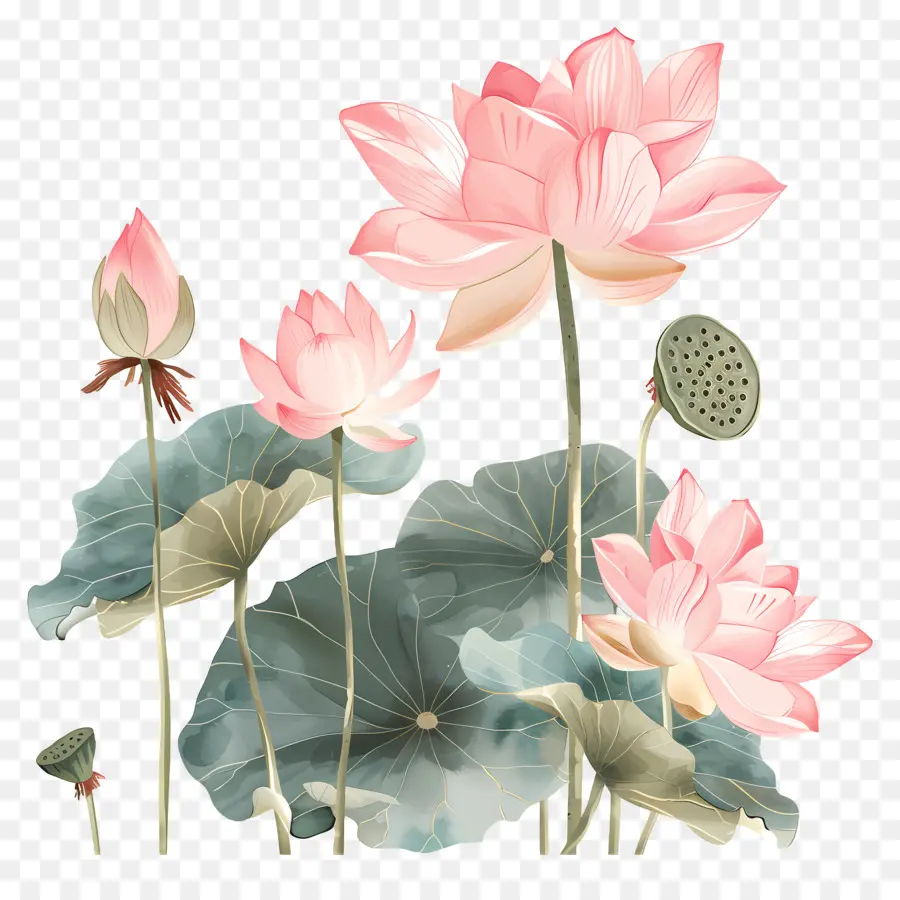 Des Fleurs De Lotus，Fleurs De Lotus Rose PNG