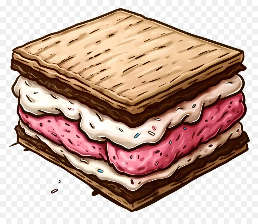 Sandwich à La Crème Glacée，Glaçage Rose PNG