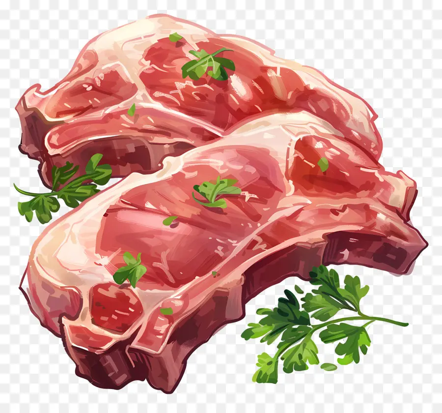 Côtelettes De Porc，De La Viande Crue PNG