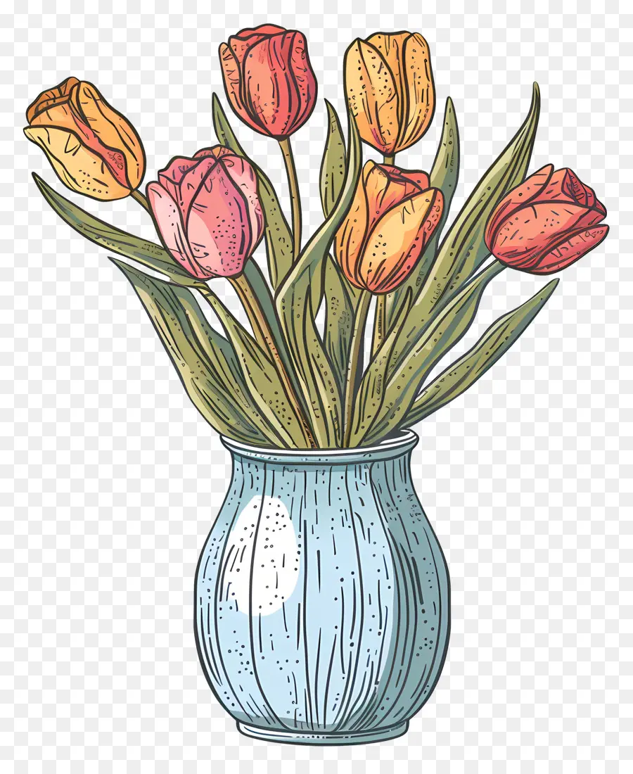 Vase De Tulipes，Les Tulipes PNG