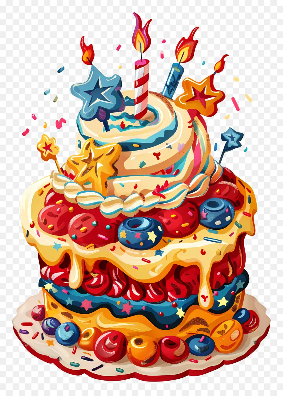 Gâteau D'anniversaire，Glaçage Coloré PNG