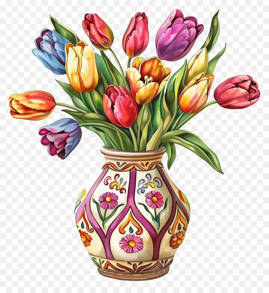 Vase De Tulipes，Les Tulipes PNG