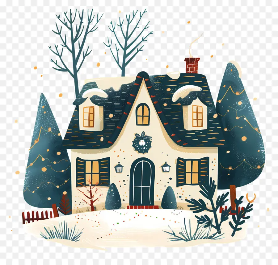 House D'hiver De Noël，Scène D'hiver PNG