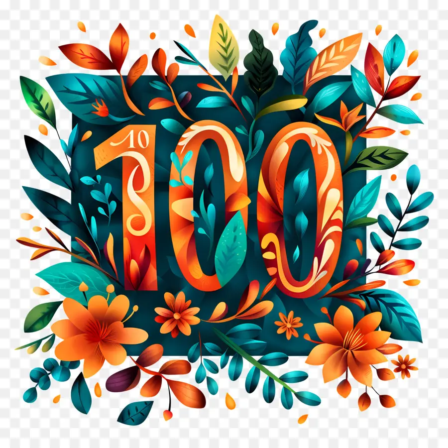 Numéro 100，Floral PNG