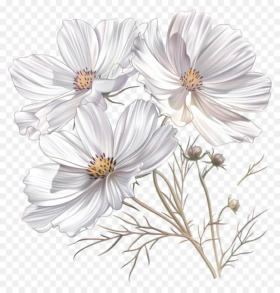 Fleur De Cosmos，Fleurs Blanches PNG