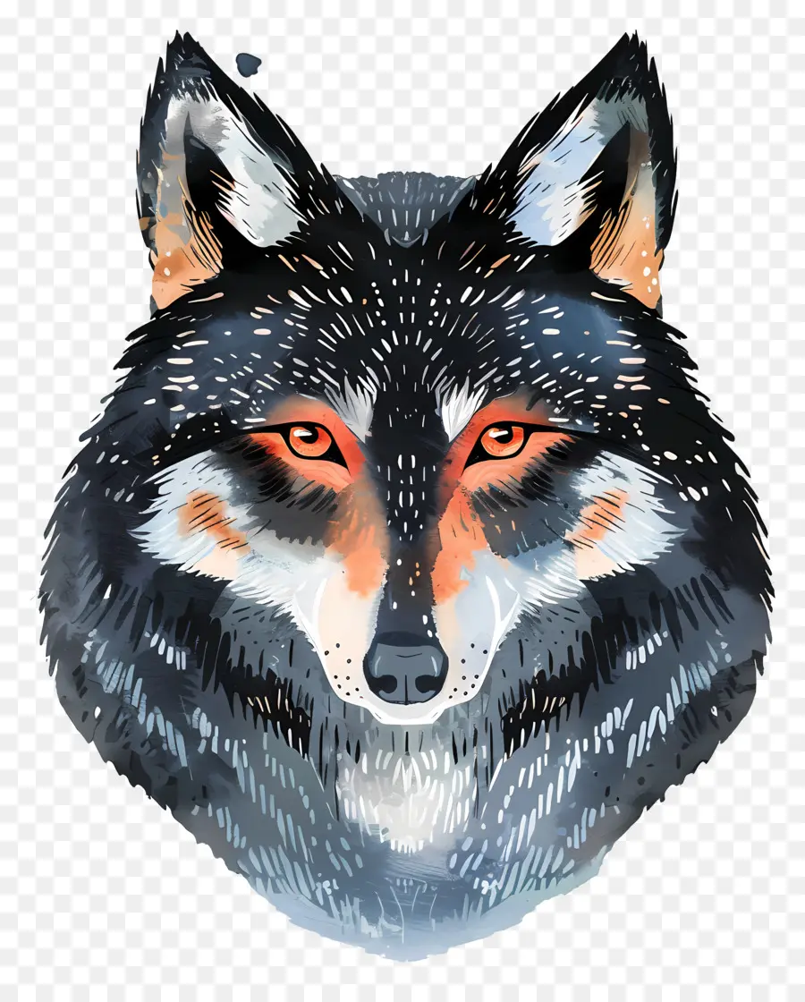 Loup，Illustration Aquarelle PNG