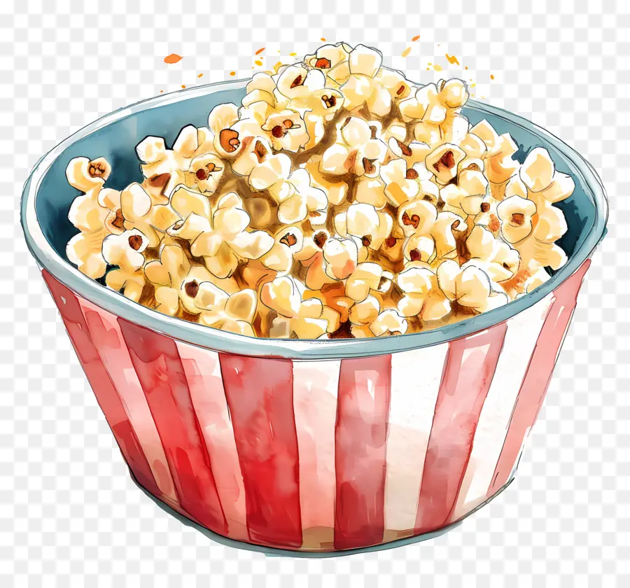 Pop Corn，Illustration Aquarelle PNG