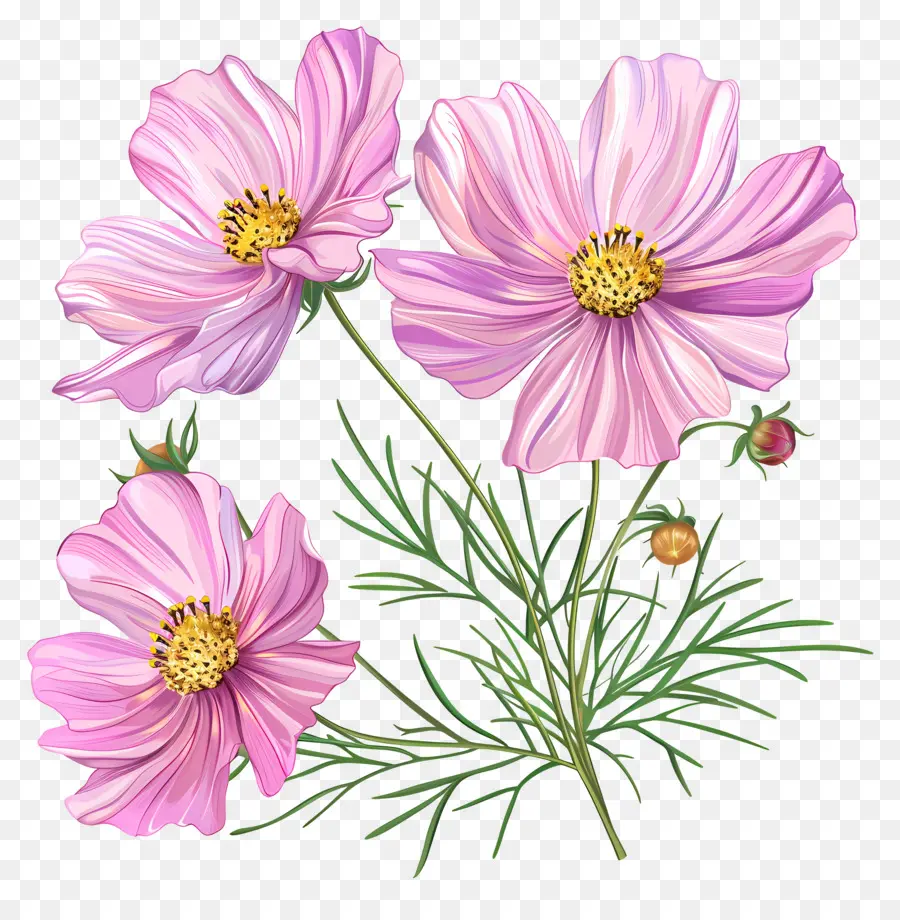 Cosmos Fleur，Fleurs Roses PNG