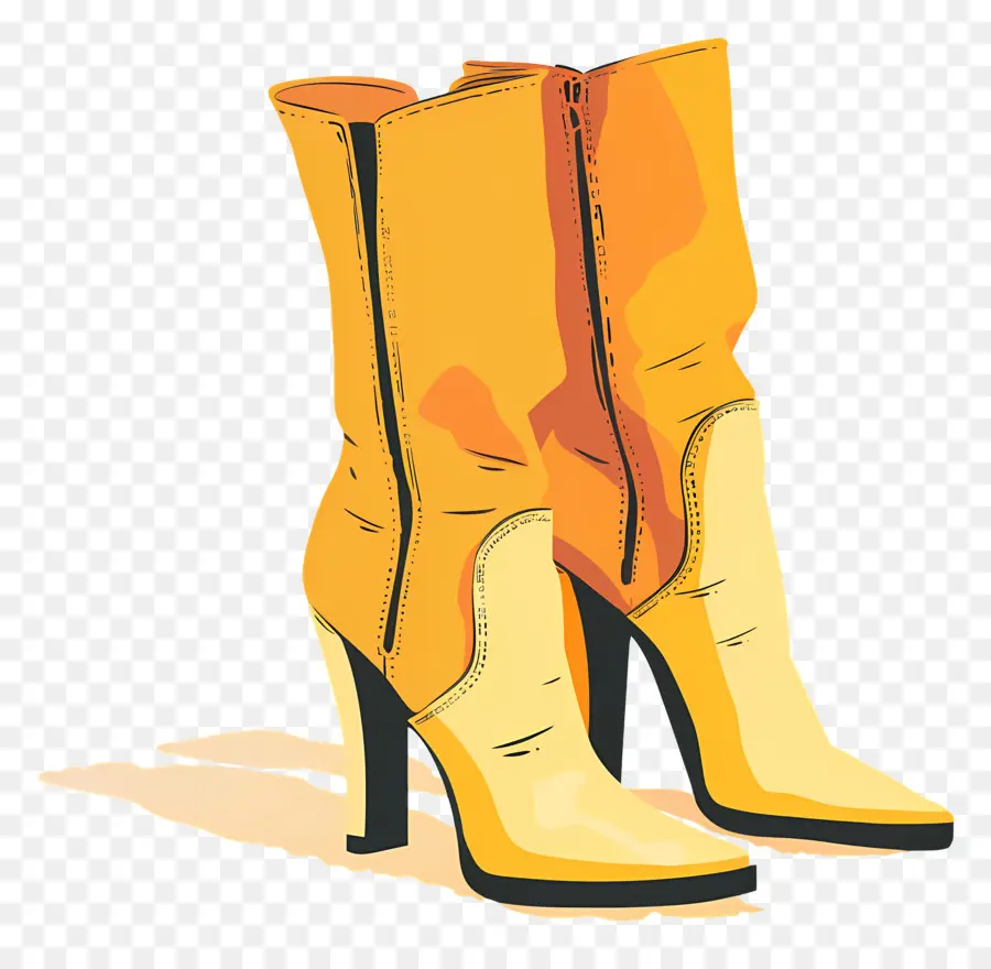 La Mode Des Bottes，Boot à Talons Jaunes PNG