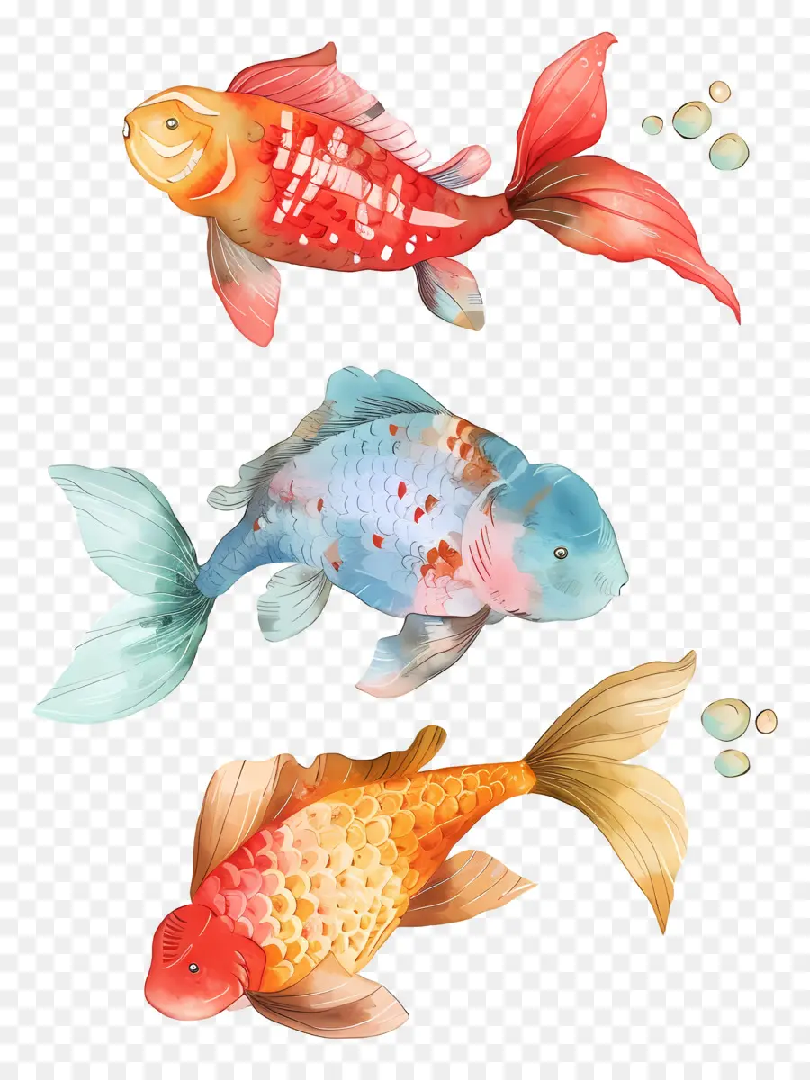 Les Poissons，Peinture à L'aquarelle PNG