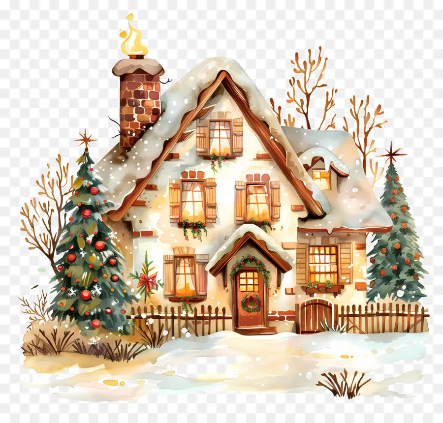 House D'hiver De Noël，Scène D'hiver PNG