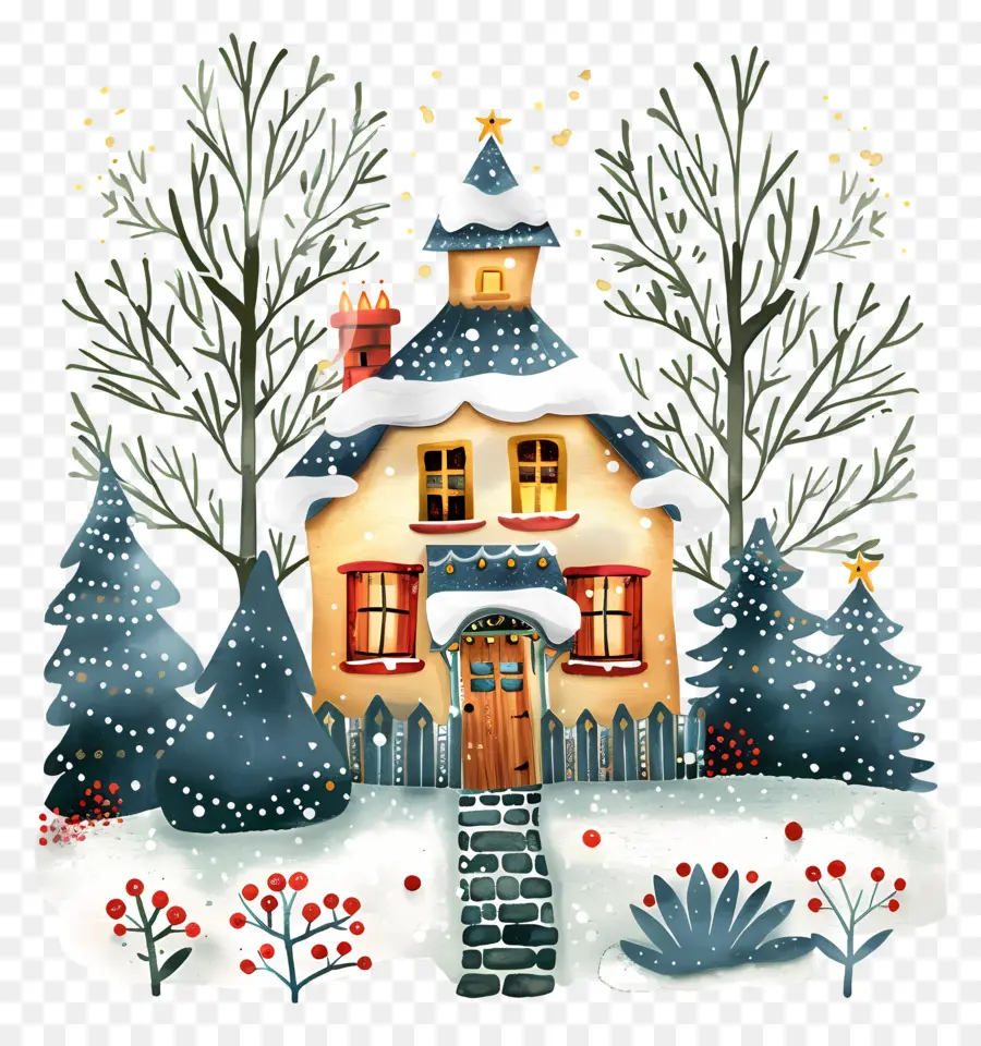 Maison D'hiver De Noël，Maison Enneigée PNG