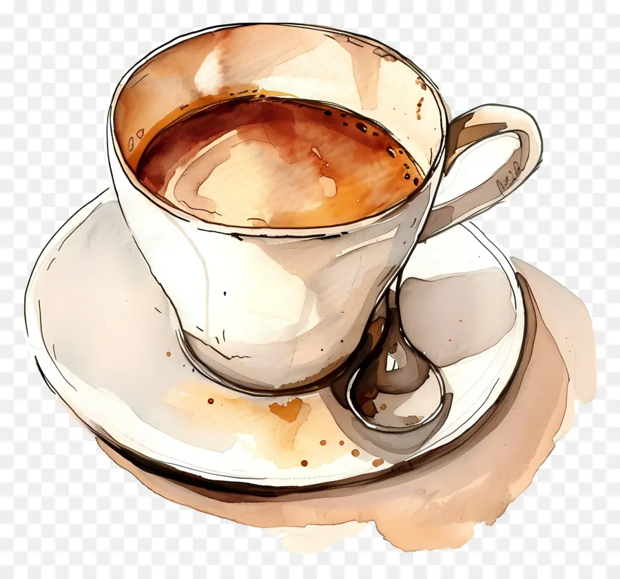 Café，Peinture à L'aquarelle PNG