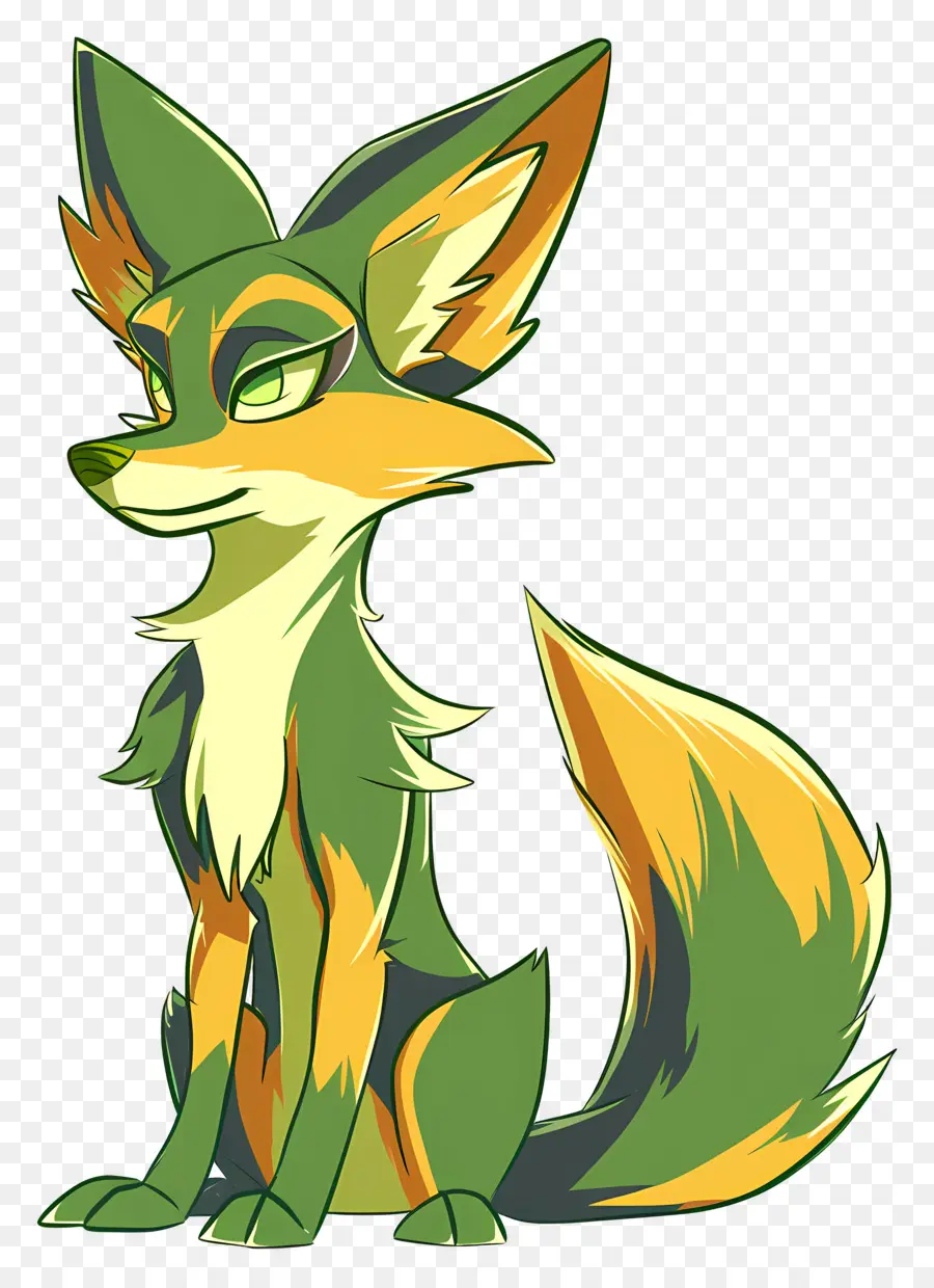 Dessin Animé De La Fox，Renard Vert Et Jaune PNG