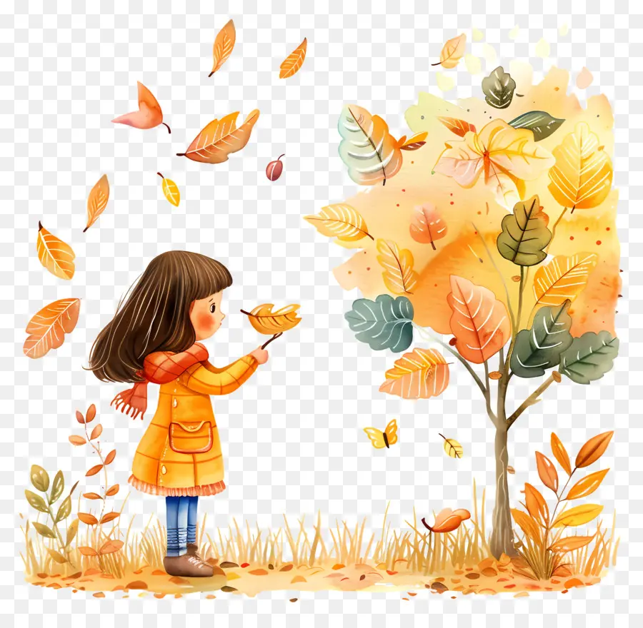 L'automne，Jeune Fille PNG