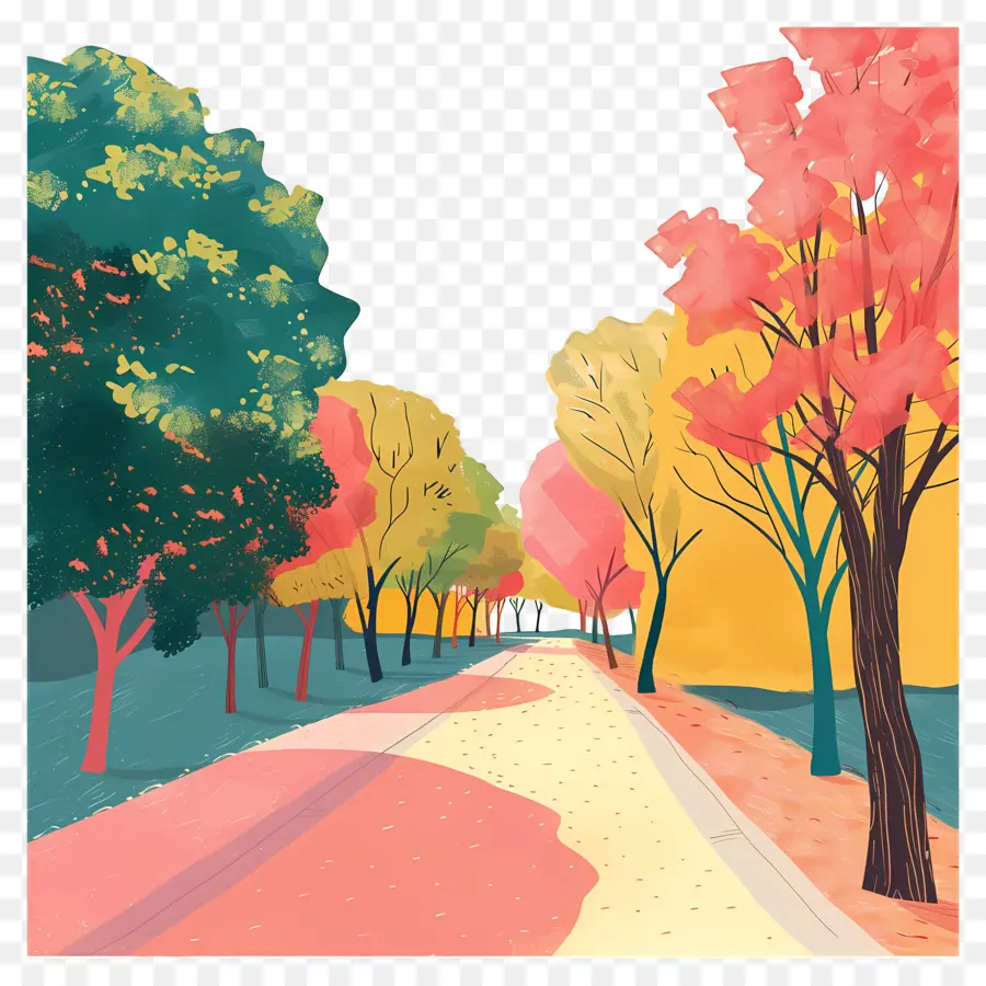 Chemin Du Parc，Peinture à L'aquarelle PNG