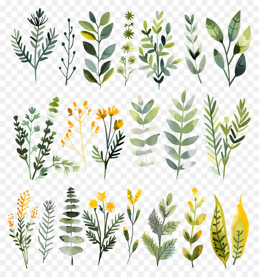 Herbes，Fleurs D'aquarelle PNG