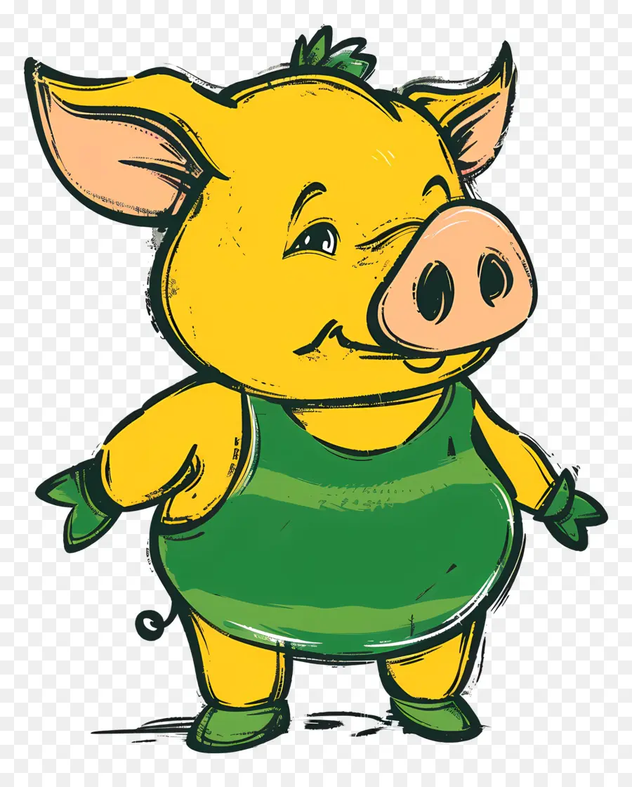 Bande Dessinée De Porc，T Shirt Vert PNG