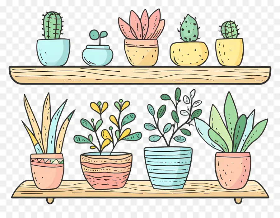 Plantes Sur L'étagère，Les Plantes En Pot PNG