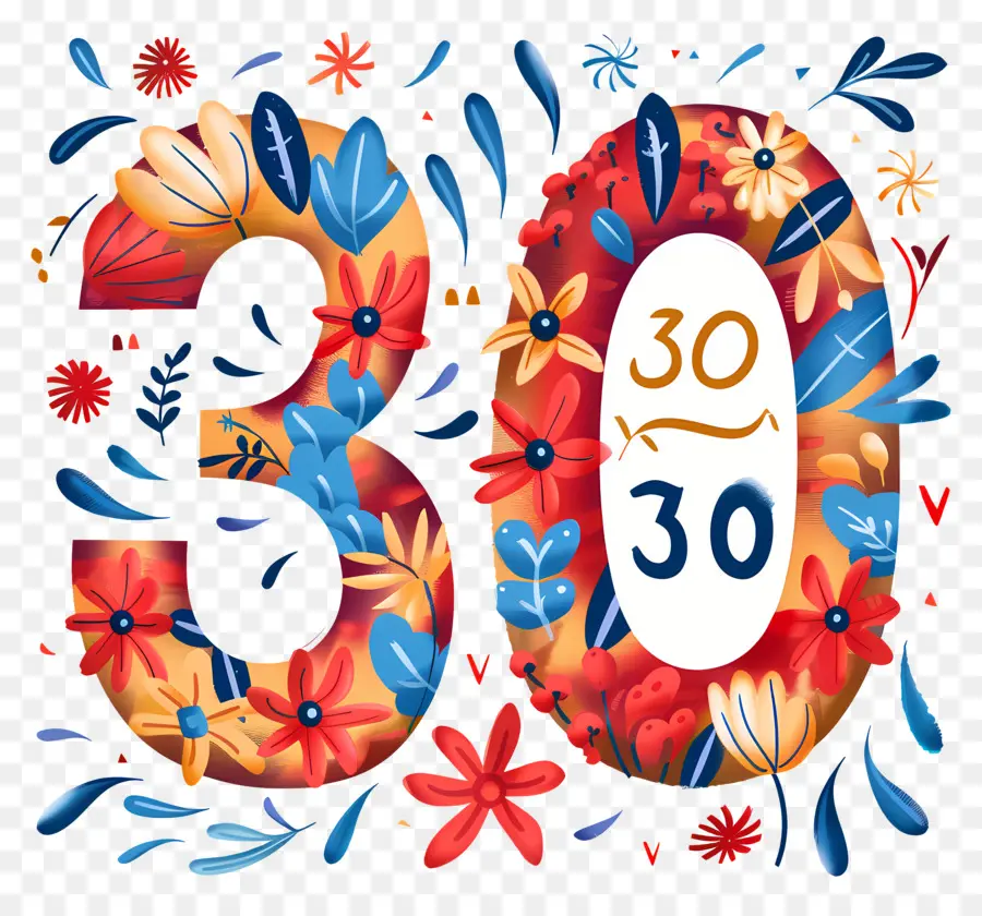 Numéro 30，Numéro Floral 30 PNG