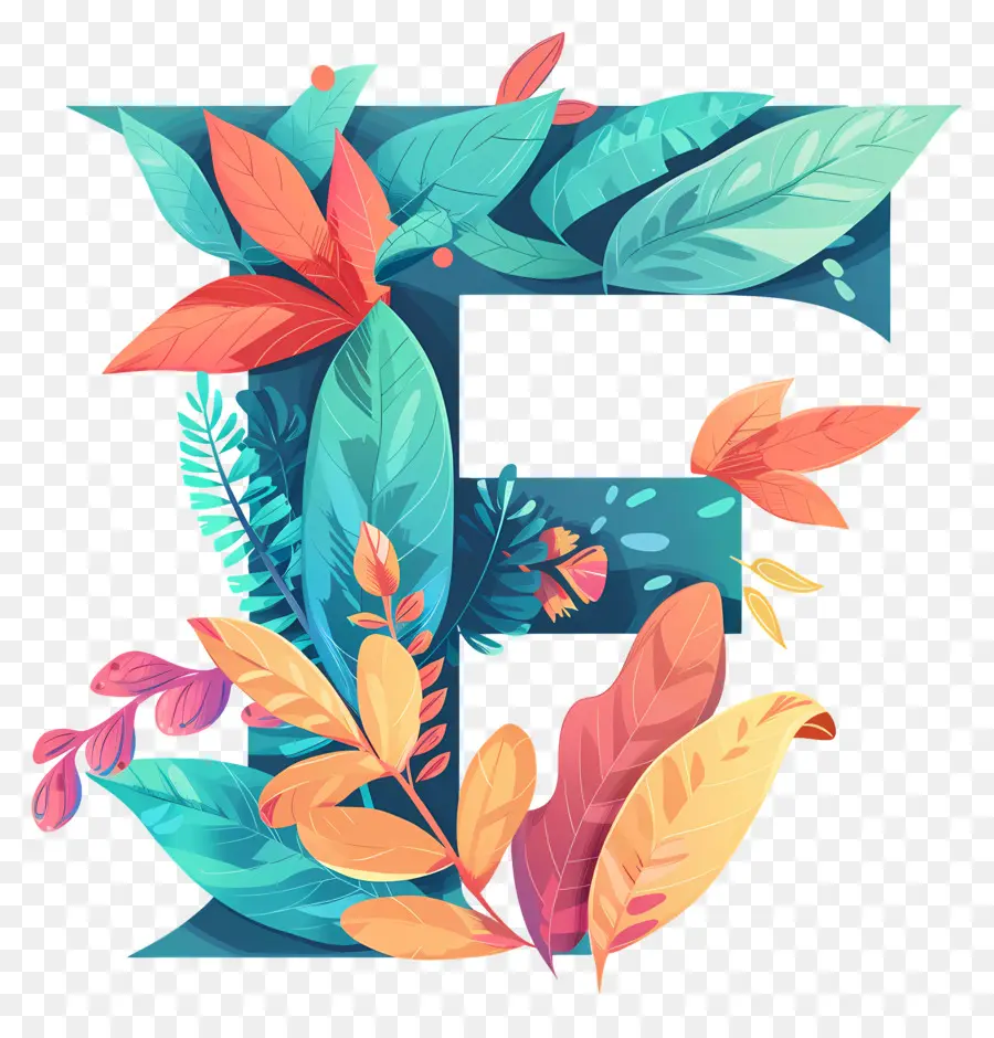 Lettre F，Alphabet Floral PNG