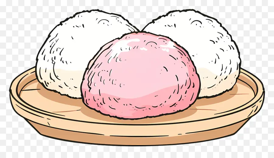 Mochi，Sphères Roses Et Blanches PNG