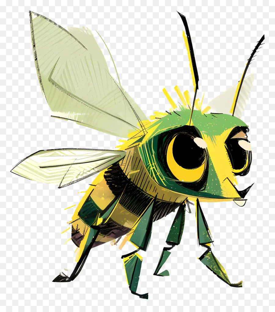 Dessin Animé De L'abeille，Vert Abeille PNG