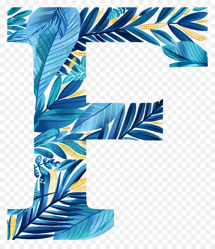 Lettre F，Motif De Feuille PNG