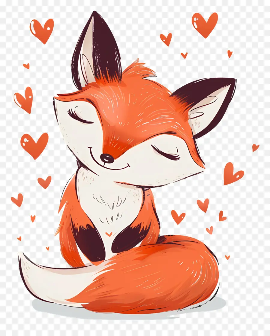 Fox Dans L'amour，Dessin Animé Renard Roux PNG