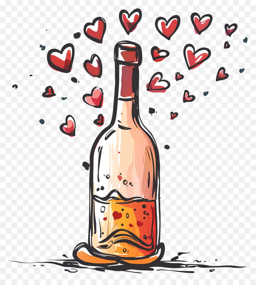 Bouteille De Vin，Le Jour De Valentines PNG