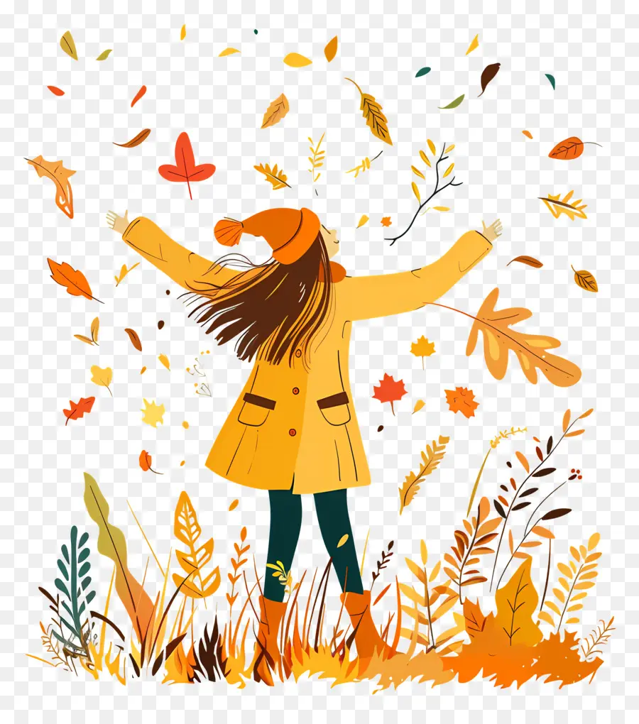 Plaisir D'automne，Femme En Automne PNG