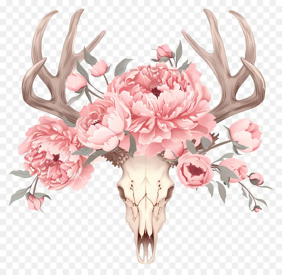 Cerf Crâne，Les Pivoines PNG