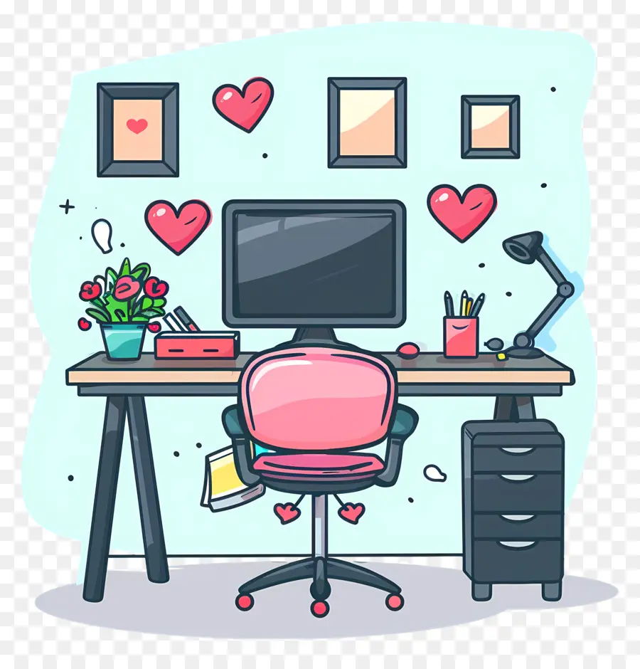 Bureau à Domicile，Décor De Bureau Rose PNG