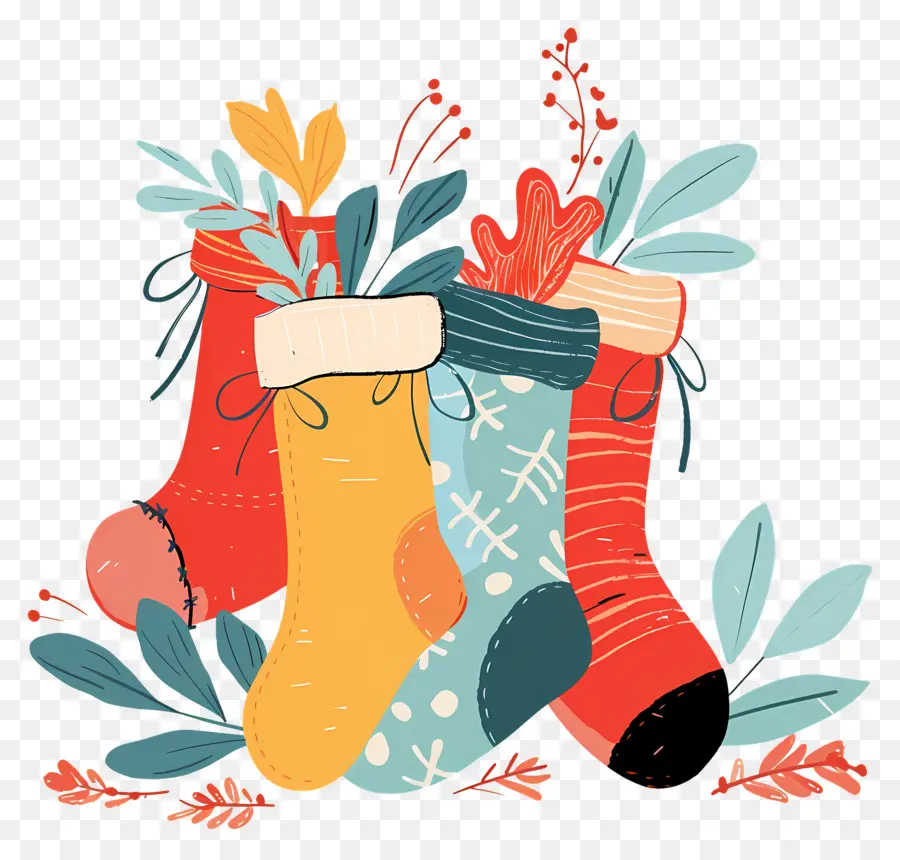 Souliers De Noël，Chaussettes Colorées PNG