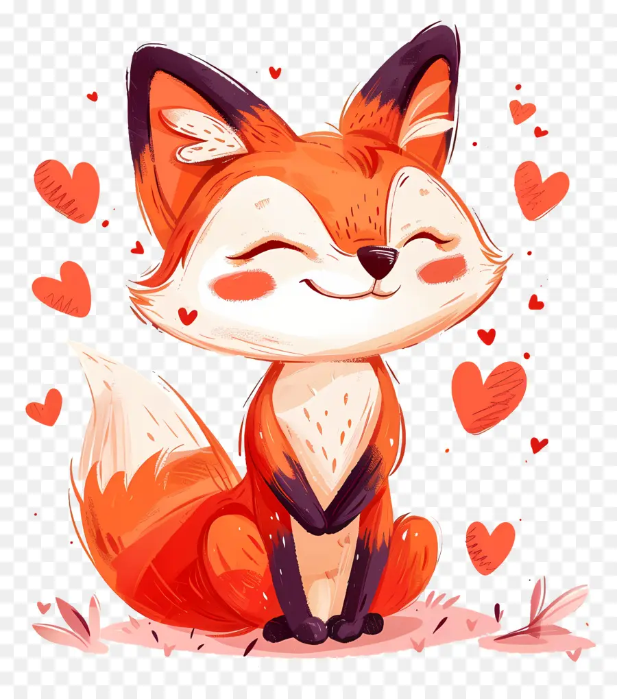 Fox Dans L'amour，Adorable Renard PNG