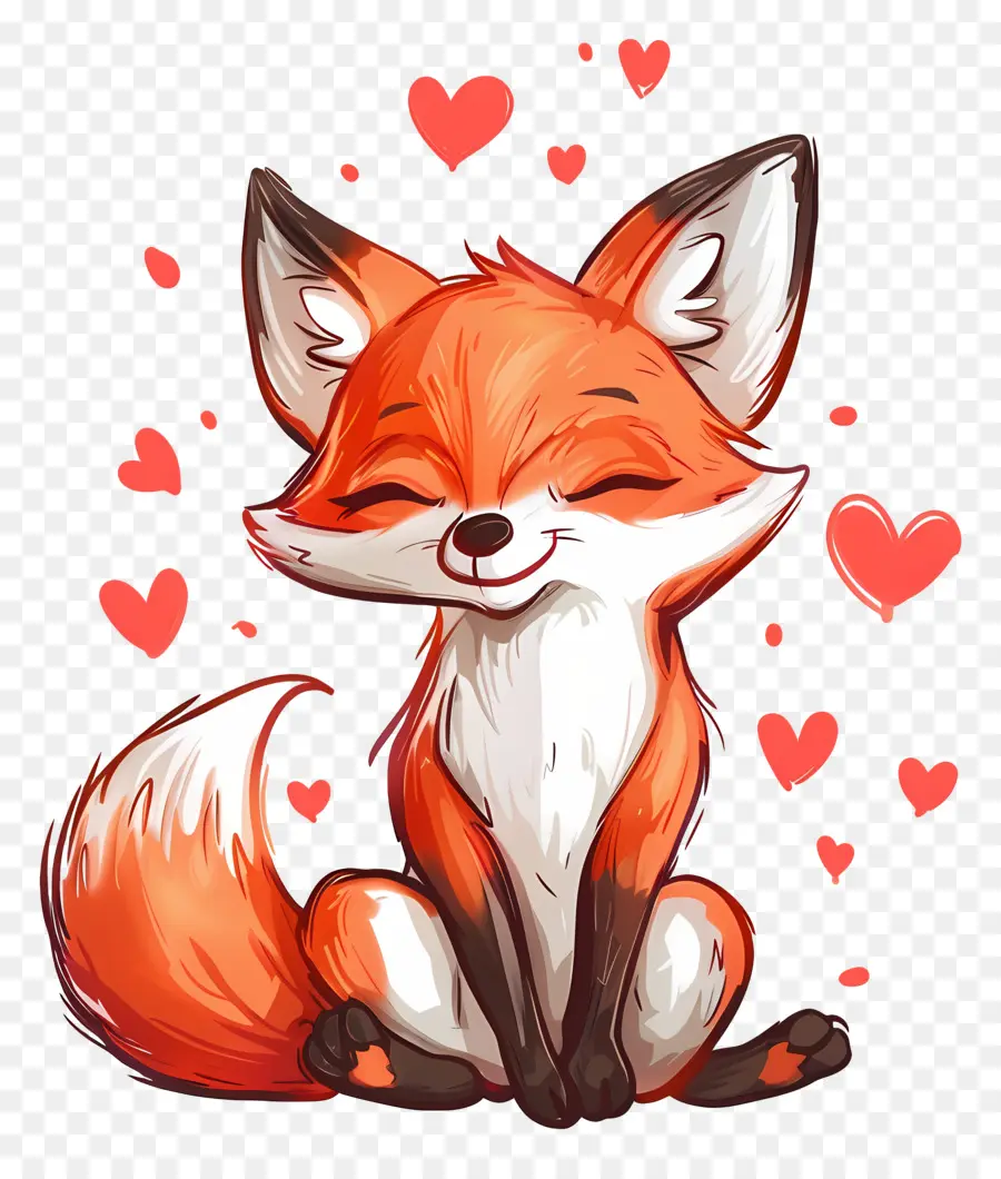 Fox Dans L'amour，Adorable Renard PNG