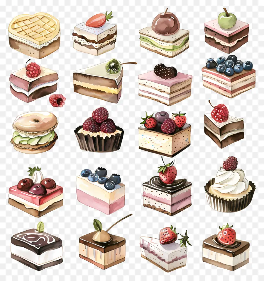 Les Desserts，Aquarelle Desserts PNG